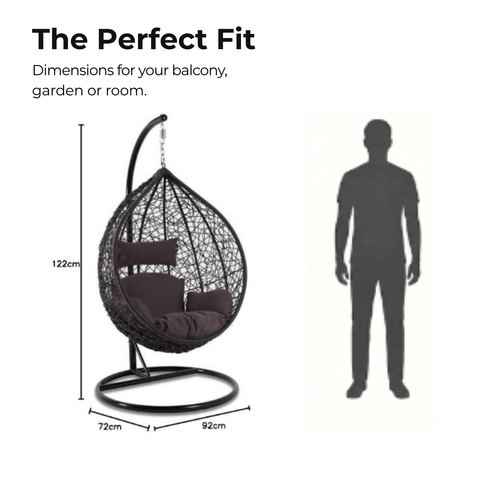 Iron Frame Oval-Shaped Swing Chair with Stand