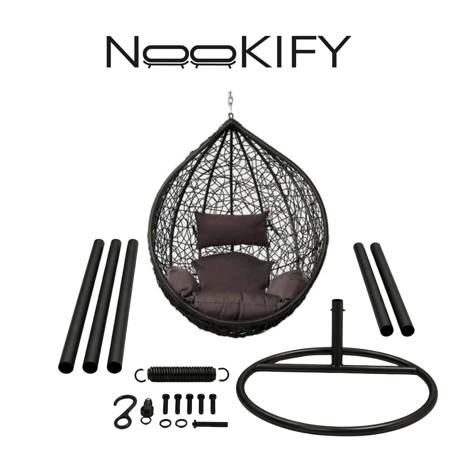 Iron Frame Oval-Shaped Swing Chair with Stand