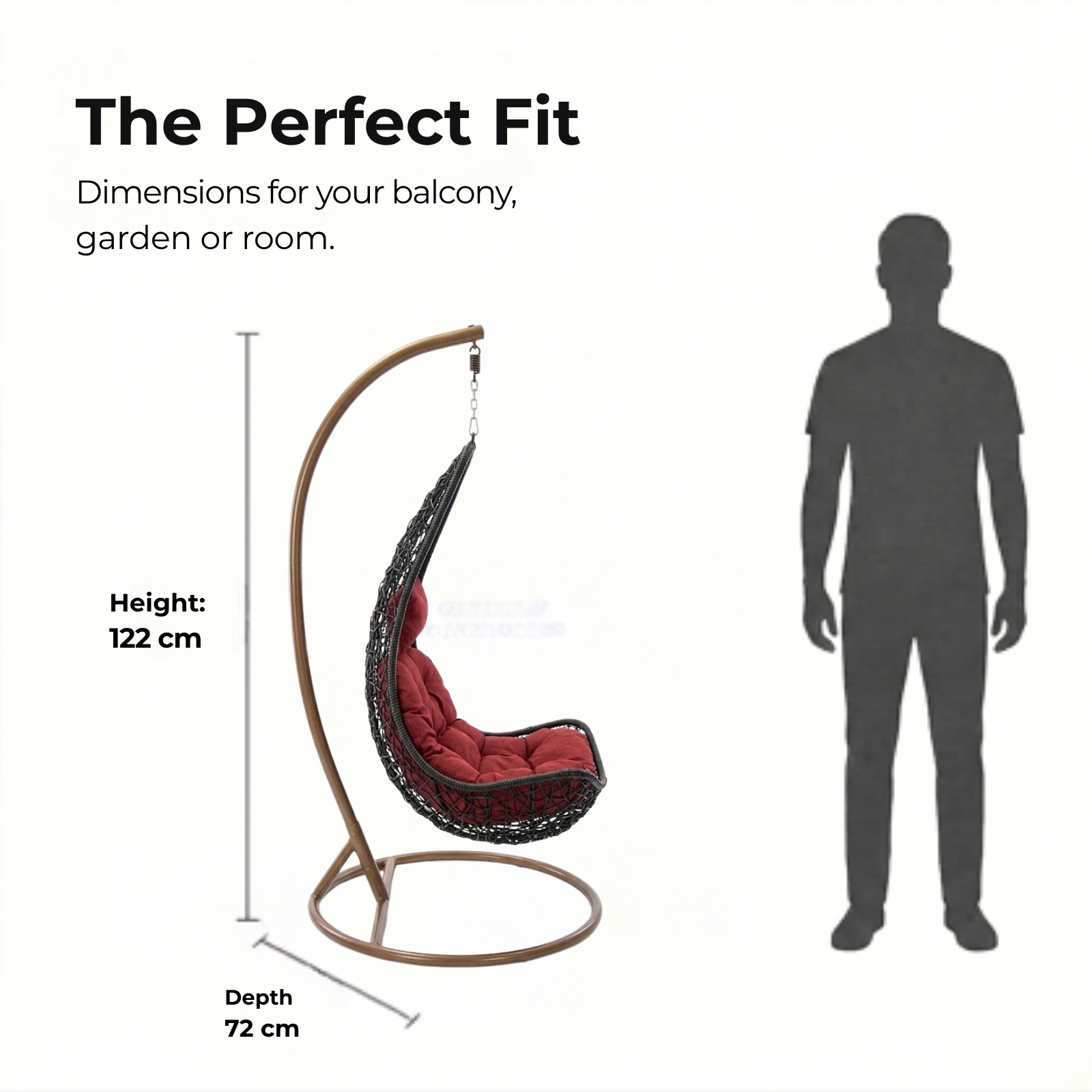 Iron Frame L-Shaped Swing Chair With Stand