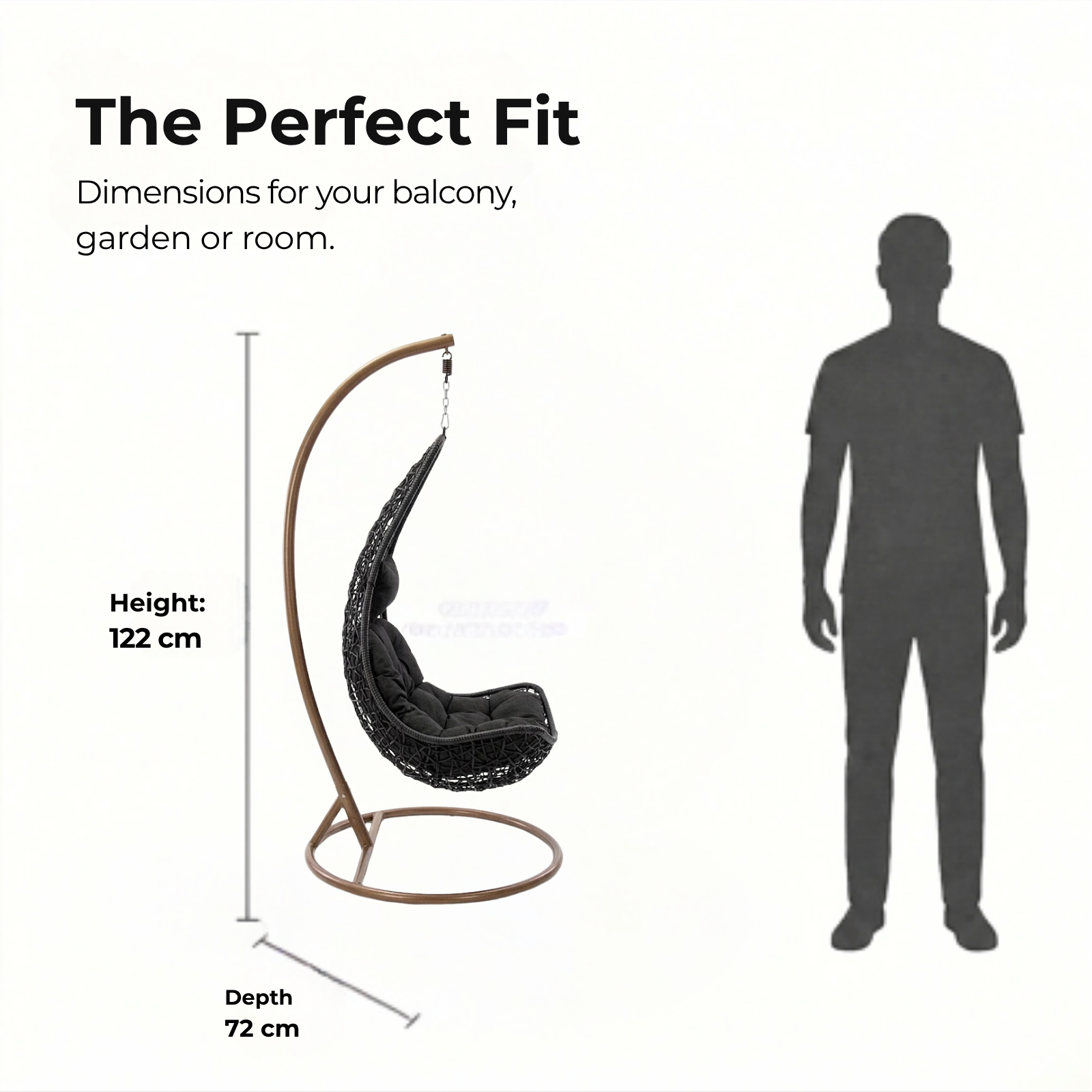 Iron Frame L-Shaped Swing Chair With Stand