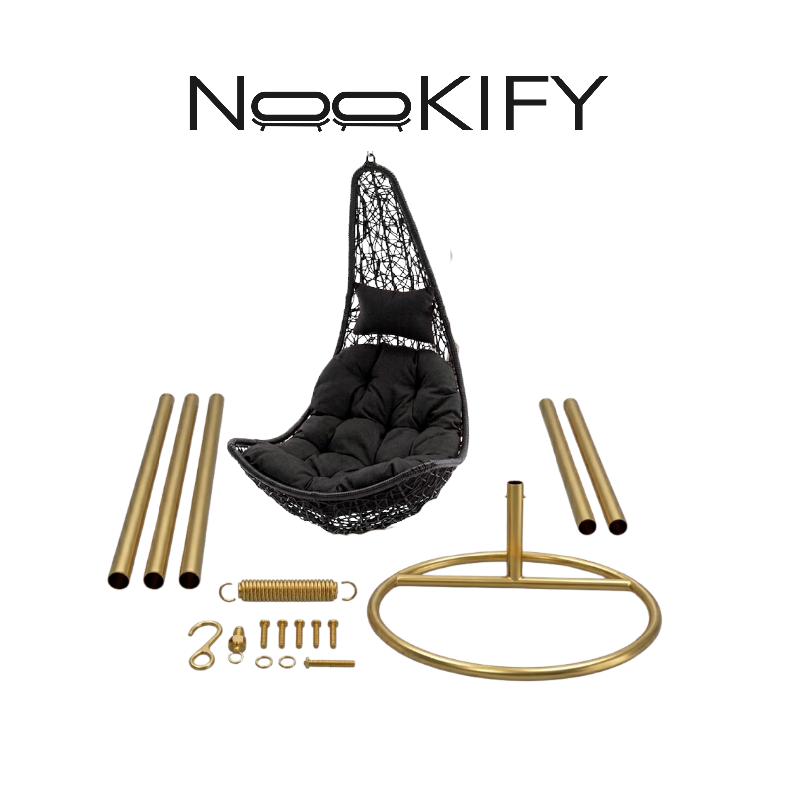 Iron Frame L-Shaped Swing Chair With Stand