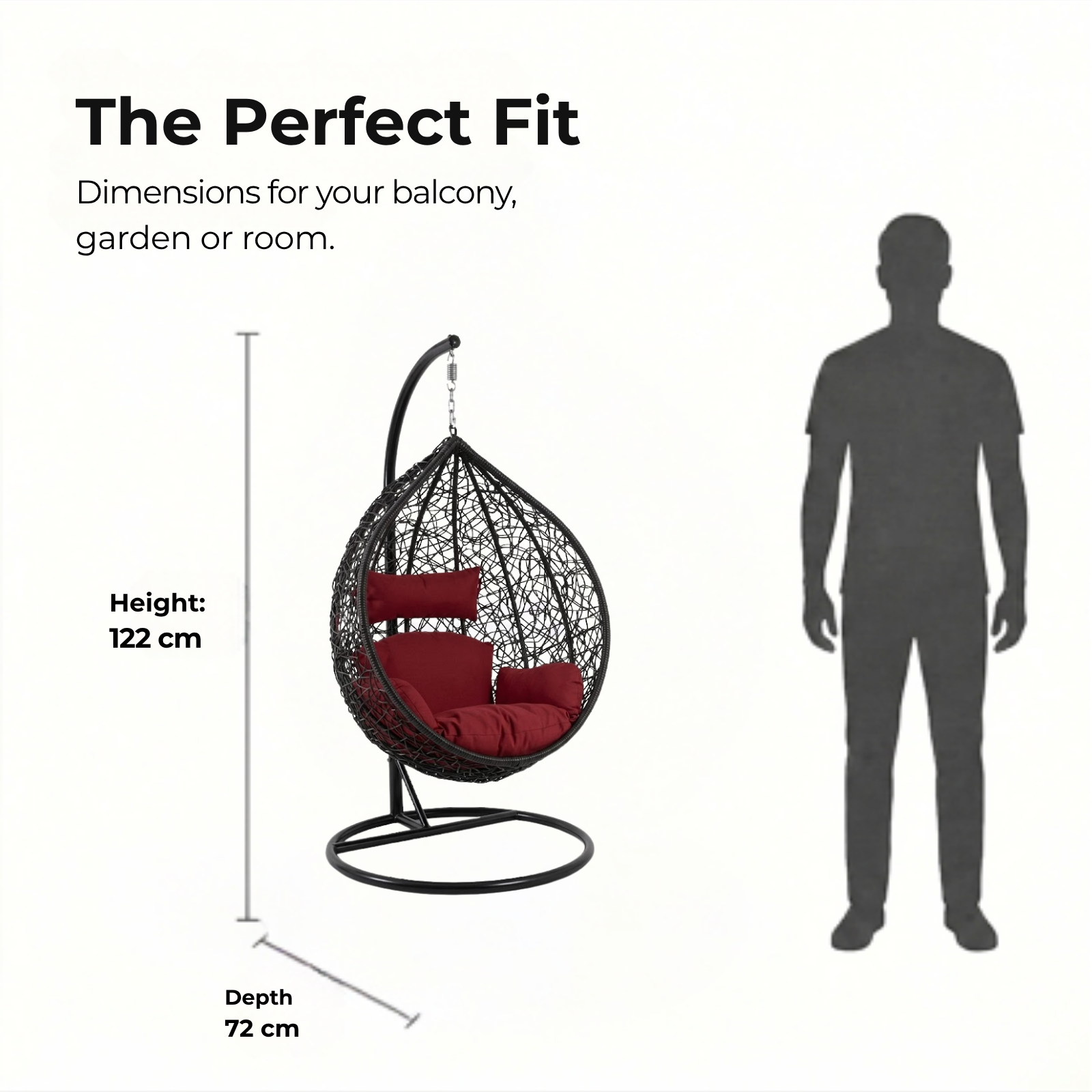 Iron Frame Oval-Shaped Swing Chair with Stand