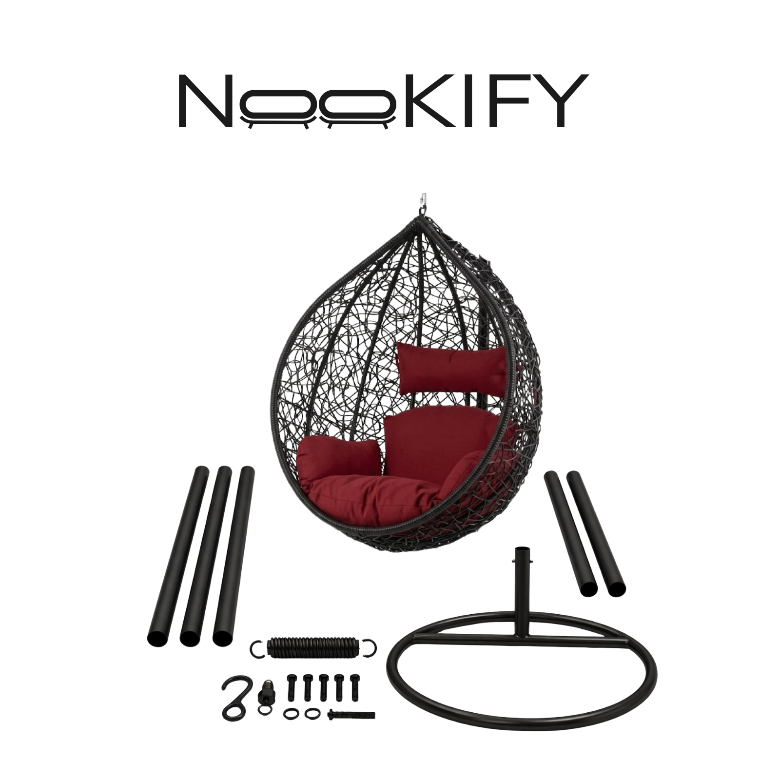 Iron Frame Oval-Shaped Swing Chair with Stand