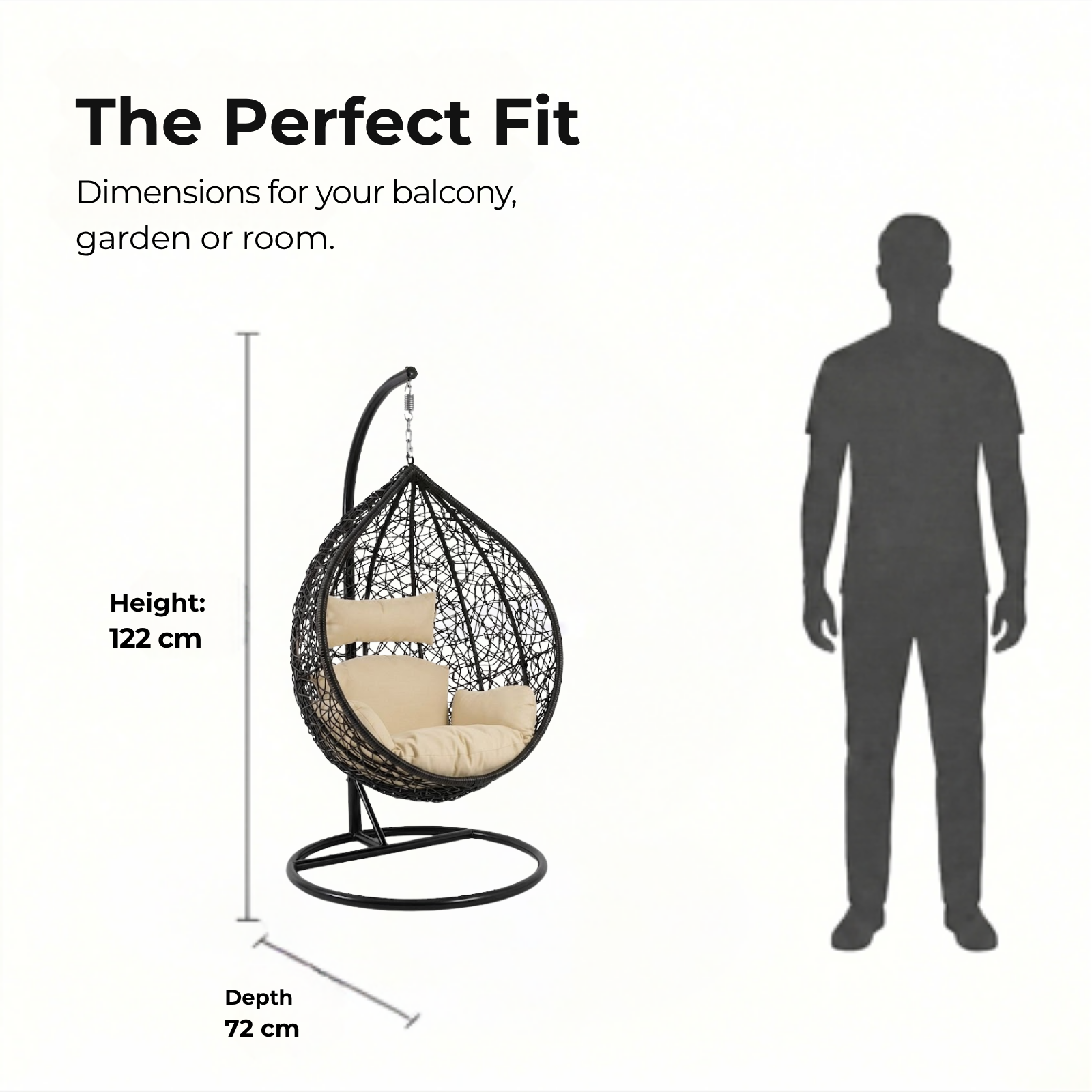 Iron Frame Oval-Shaped Swing Chair with Stand
