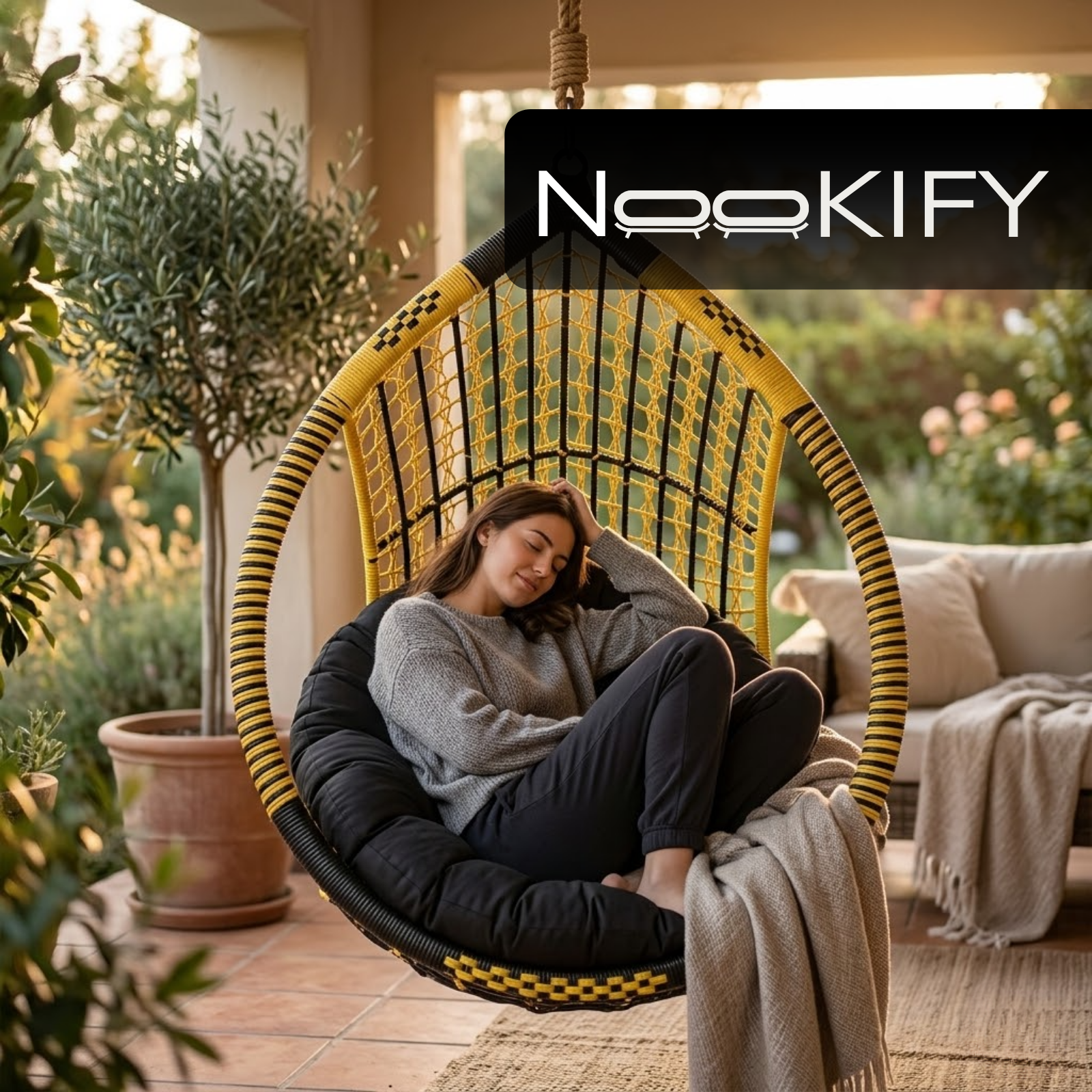 Iron Frame Egg -Shaped Swing Chair Without Stand
