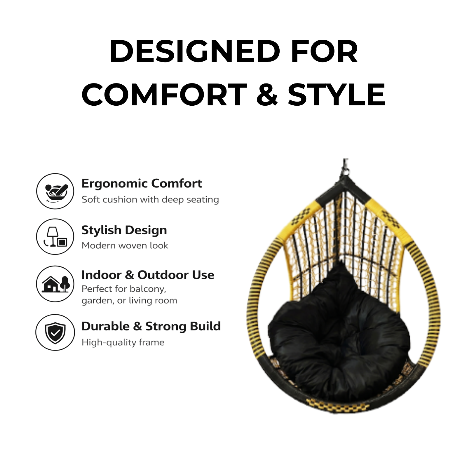 Iron Frame Egg -Shaped Swing Chair Without Stand