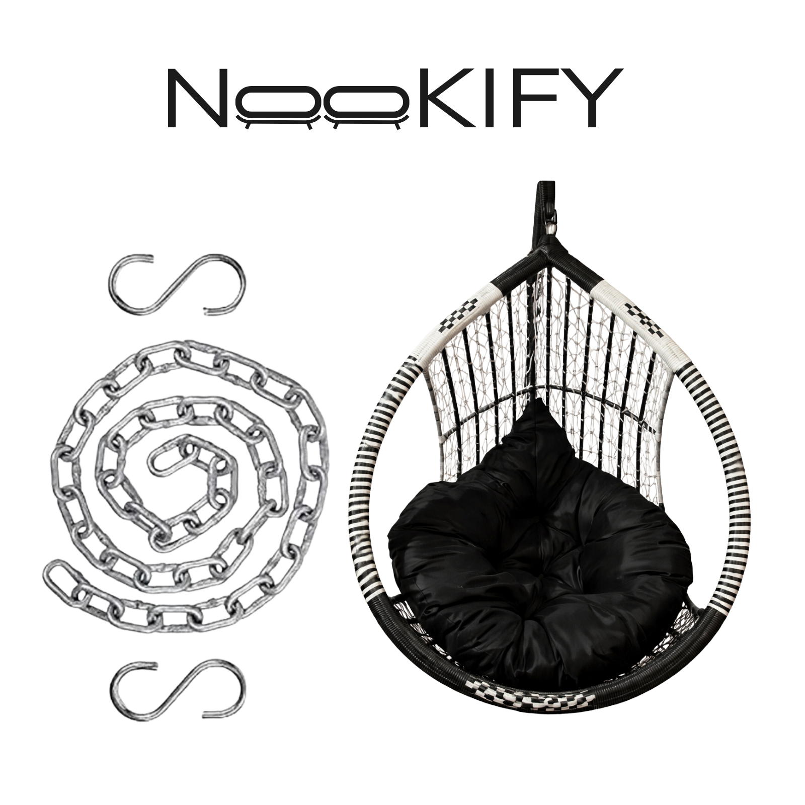 Iron Frame Egg -Shaped Swing Chair Without Stand
