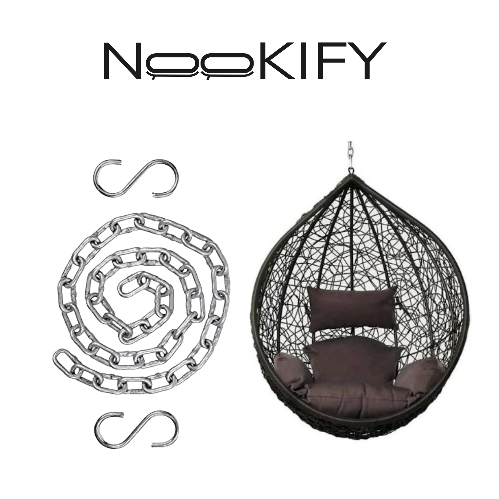 Iron Frame Oval-Shaped Swing Chair Without Stand