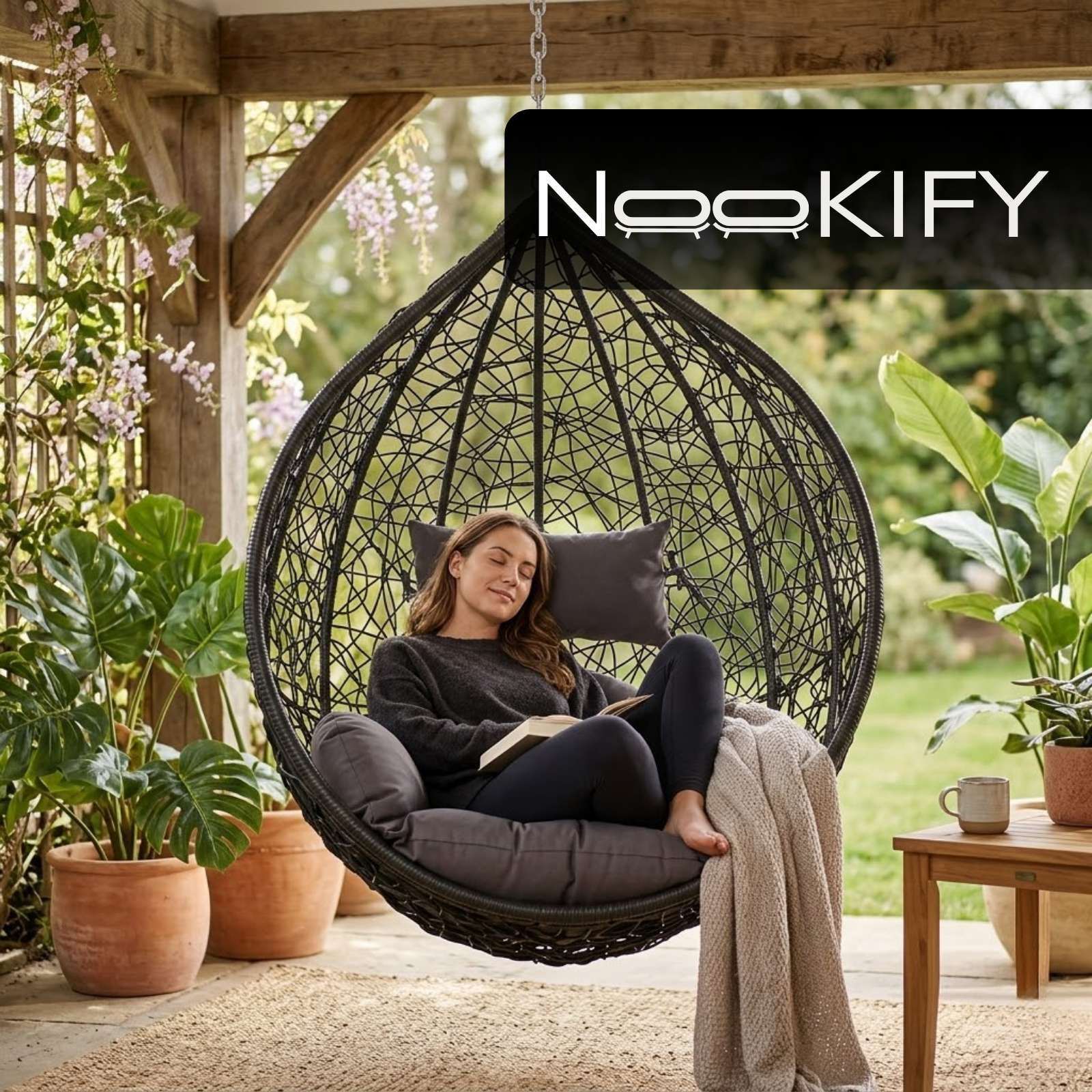 Iron Frame Oval-Shaped Swing Chair Without Stand