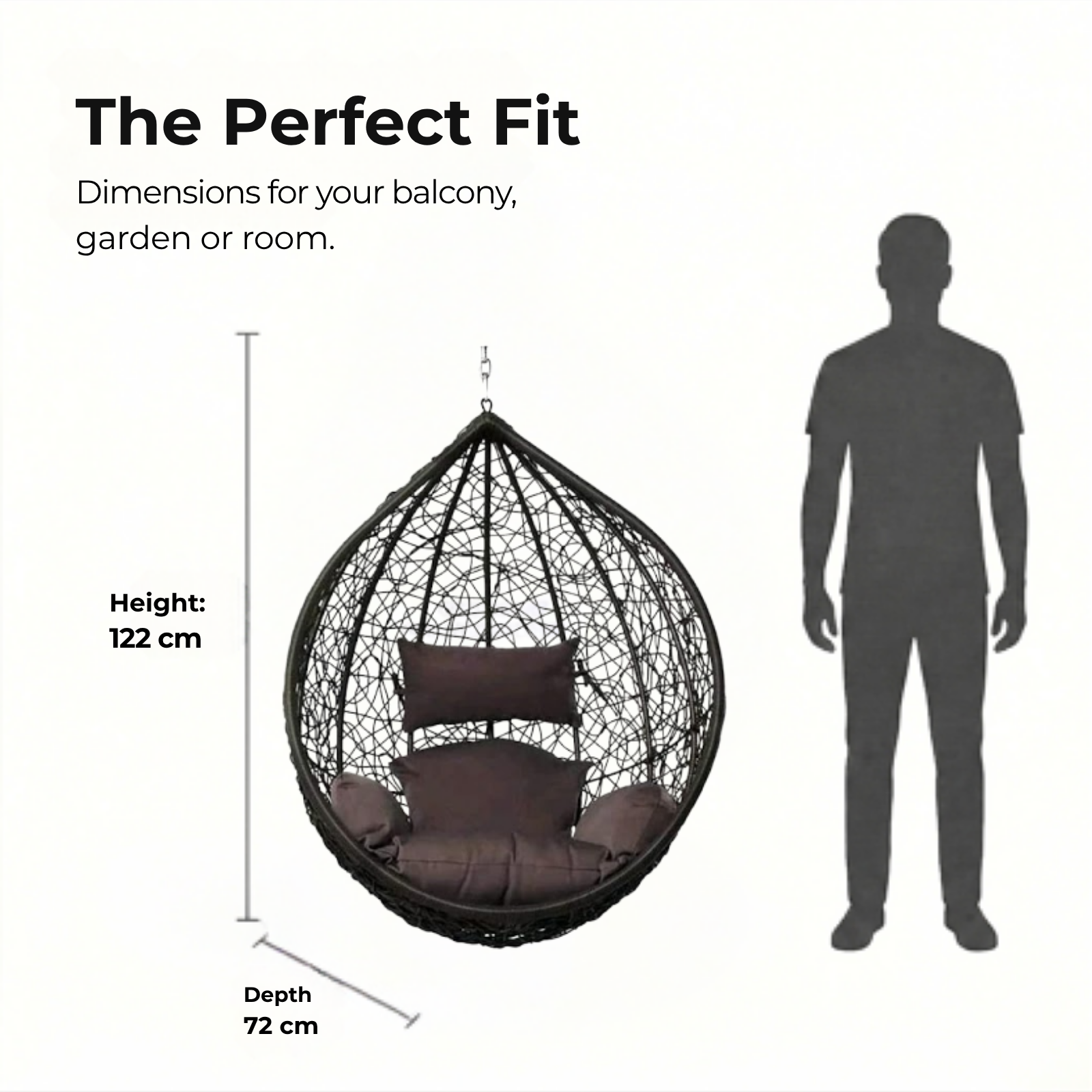 Iron Frame Oval-Shaped Swing Chair Without Stand