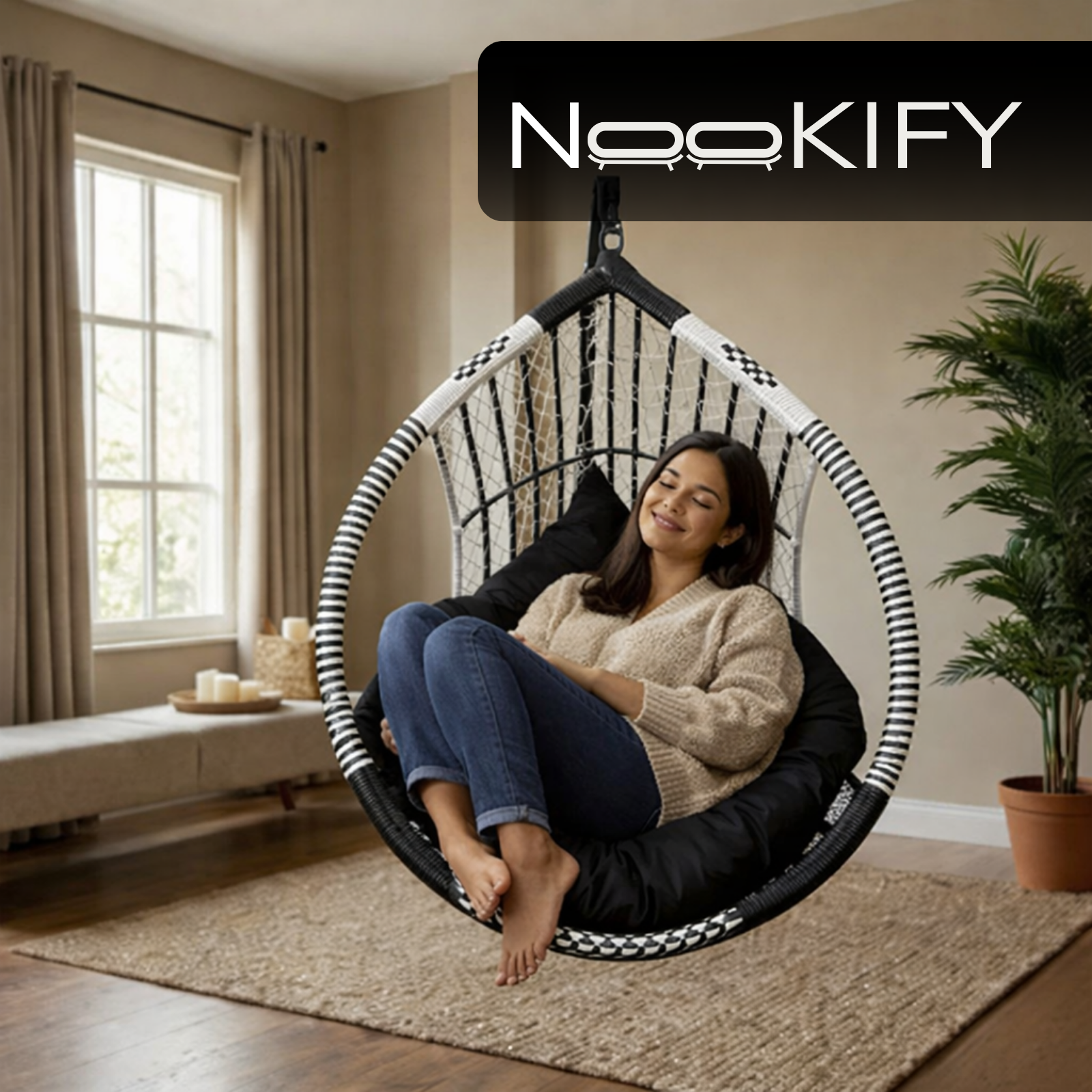 Iron Frame Egg -Shaped Swing Chair Without Stand