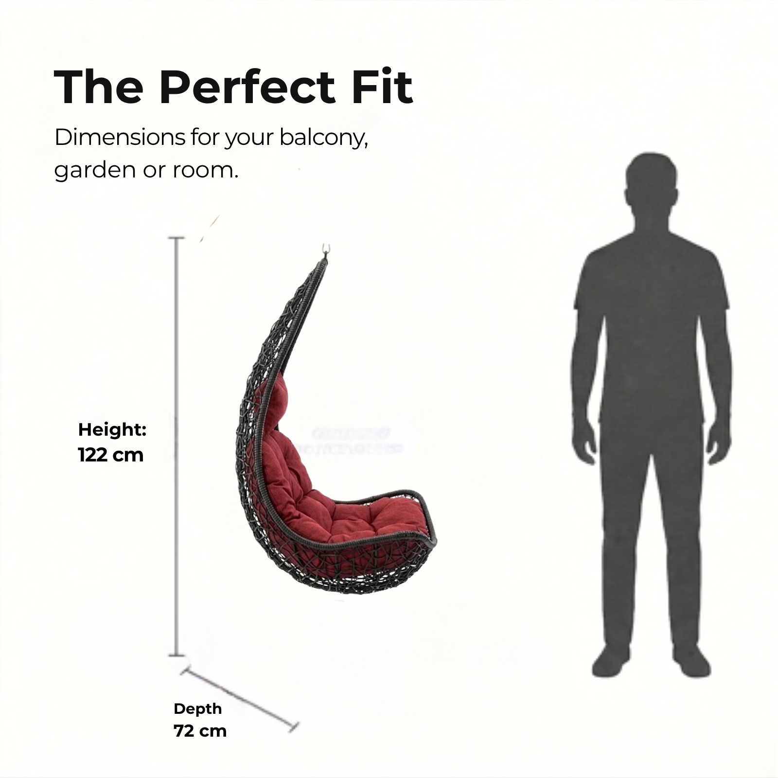 Iron Frame L-Shaped Swing Chair Without Stand