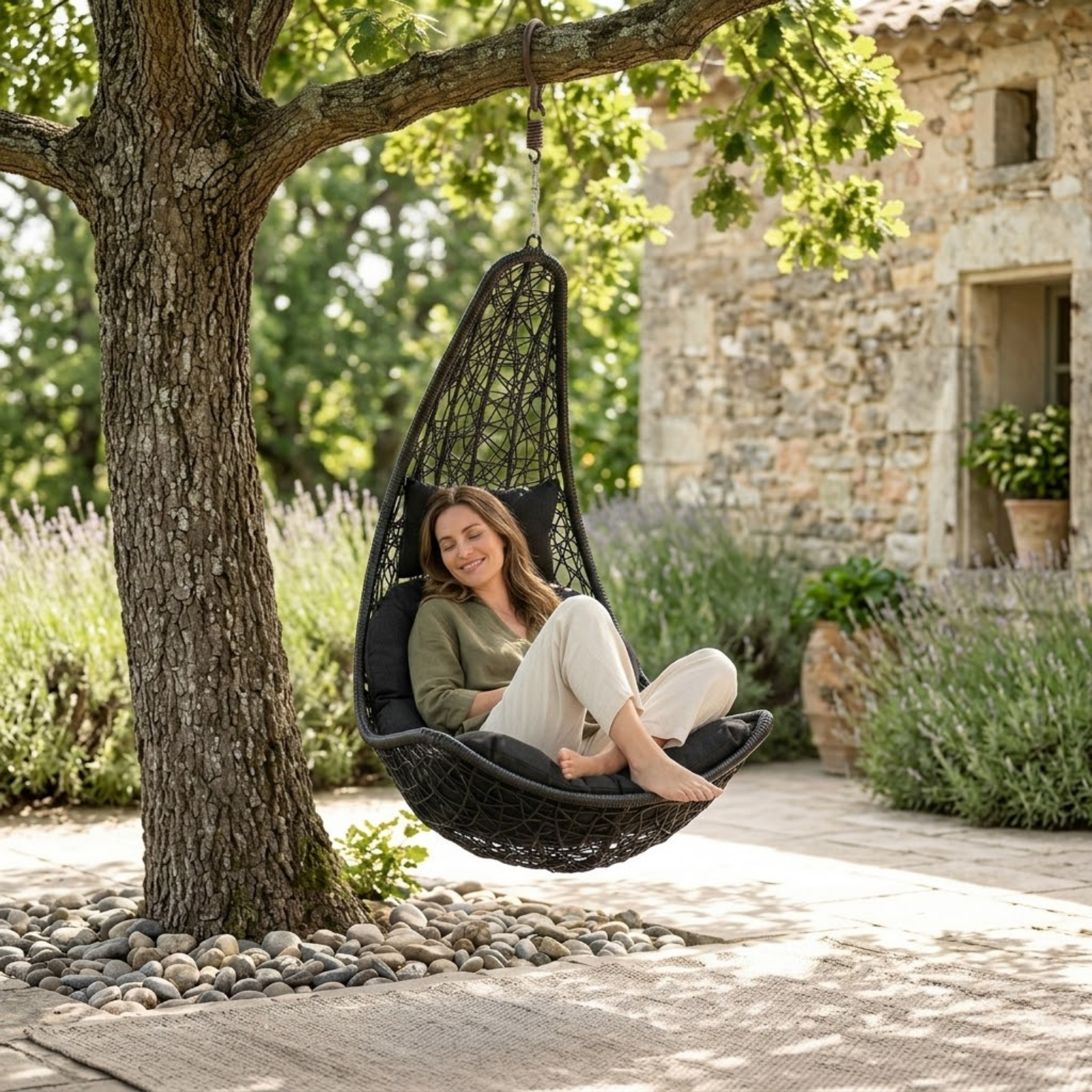 Iron Frame L-Shaped Swing Chair Without Stand