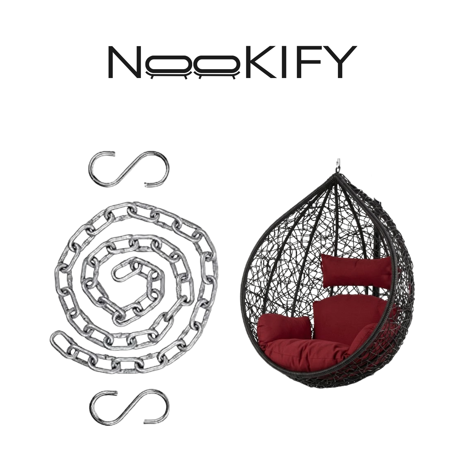 Iron Frame Oval-Shaped Swing Chair Without Stand