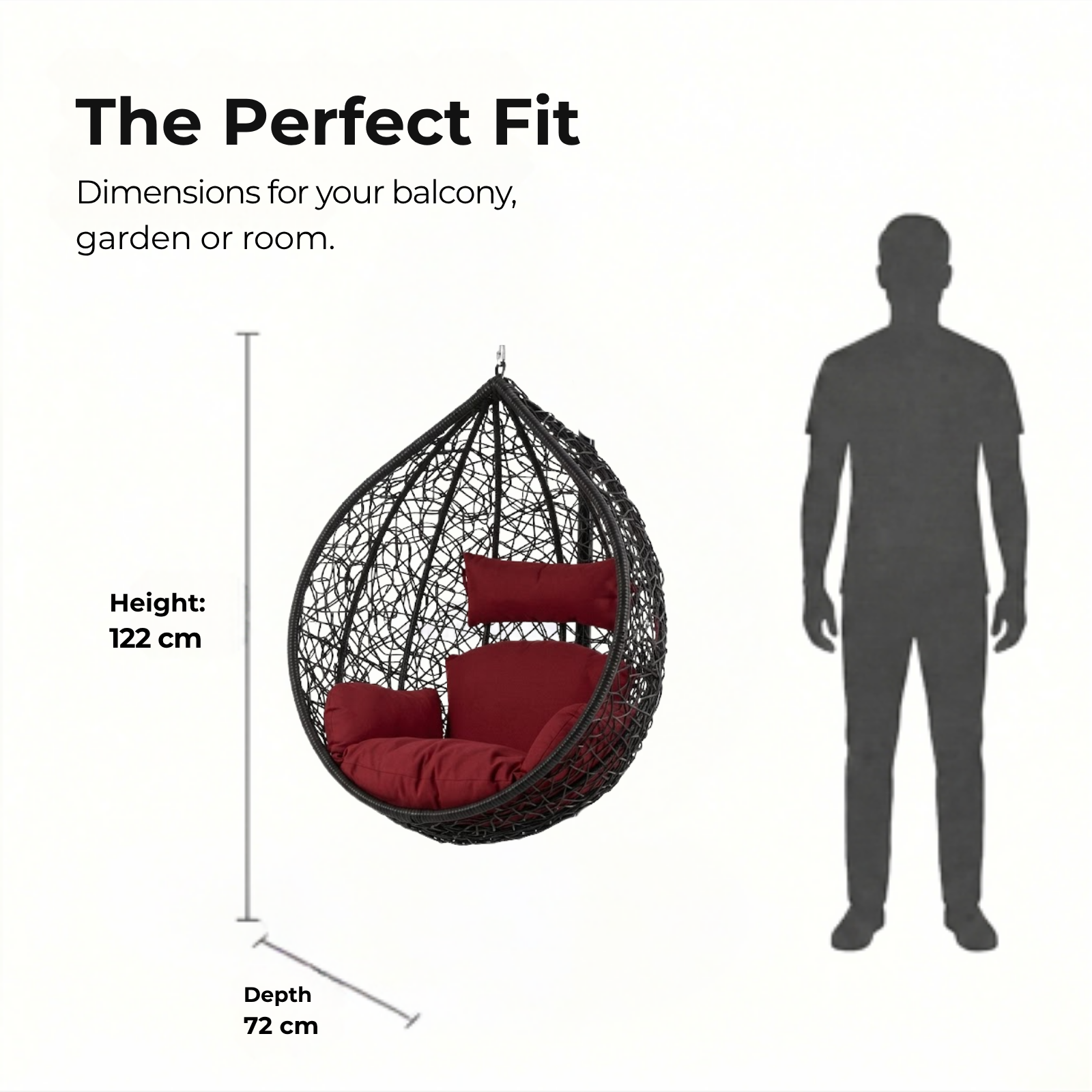 Iron Frame Oval-Shaped Swing Chair Without Stand