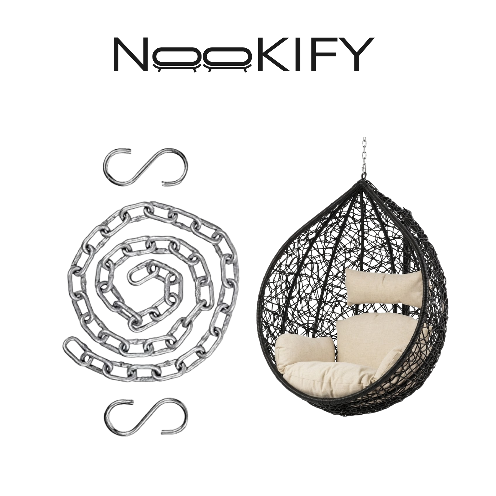 Iron Frame Oval-Shaped Swing Chair Without Stand