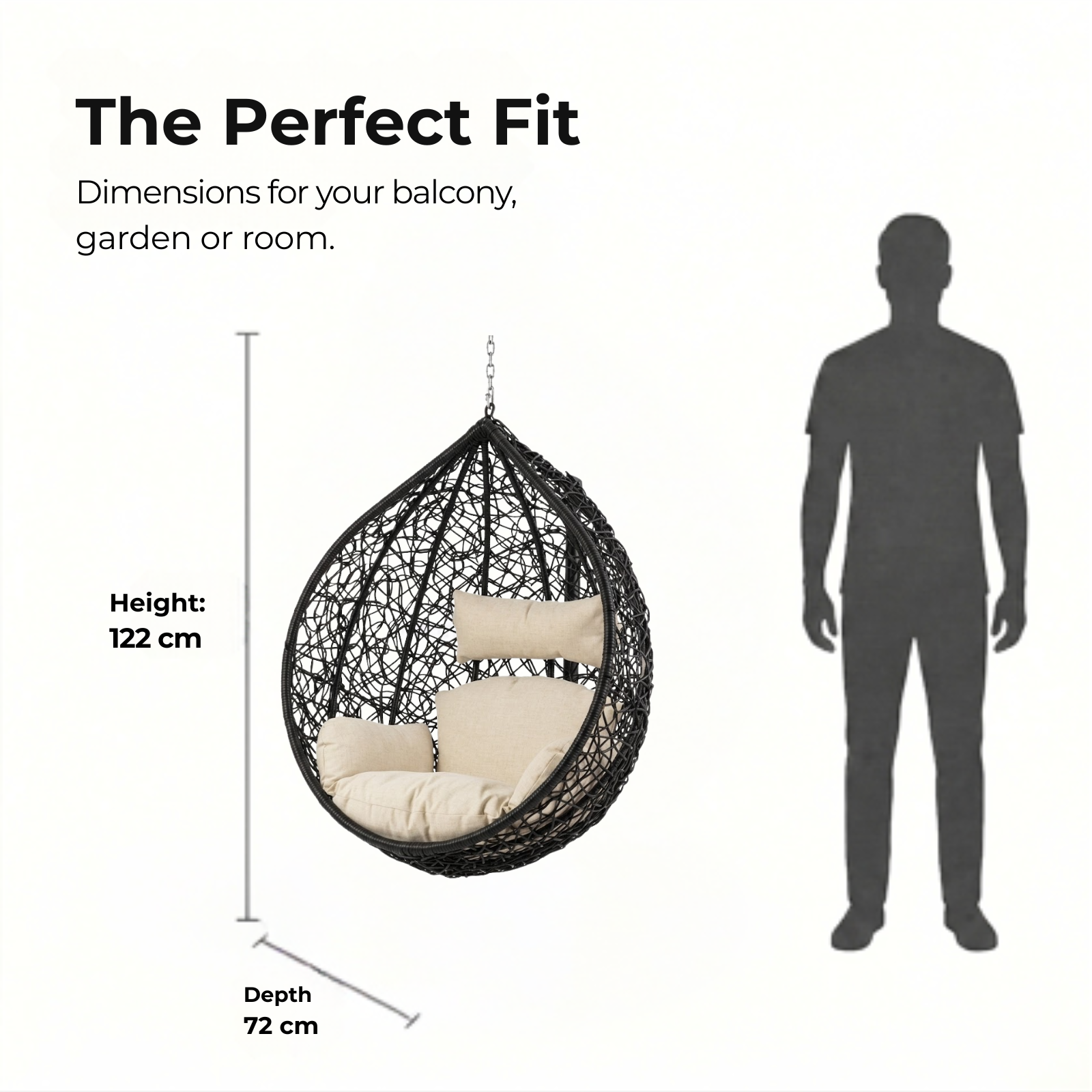 Iron Frame Oval-Shaped Swing Chair Without Stand