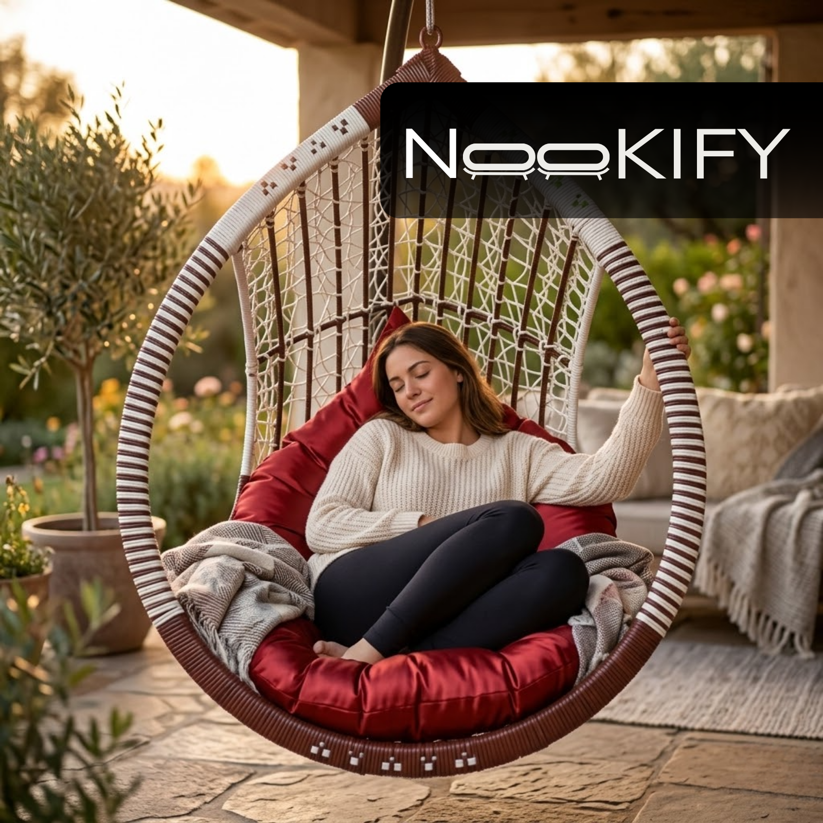 Iron Frame Egg -Shaped Swing Chair Without Stand