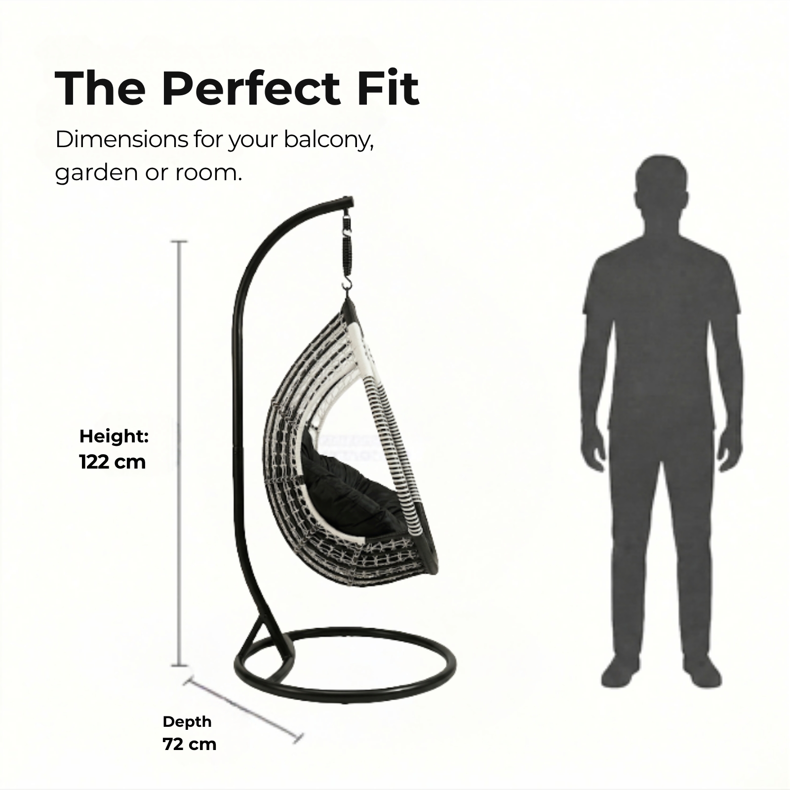 Iron Frame Egg -Shaped Swing Chair With Stand
