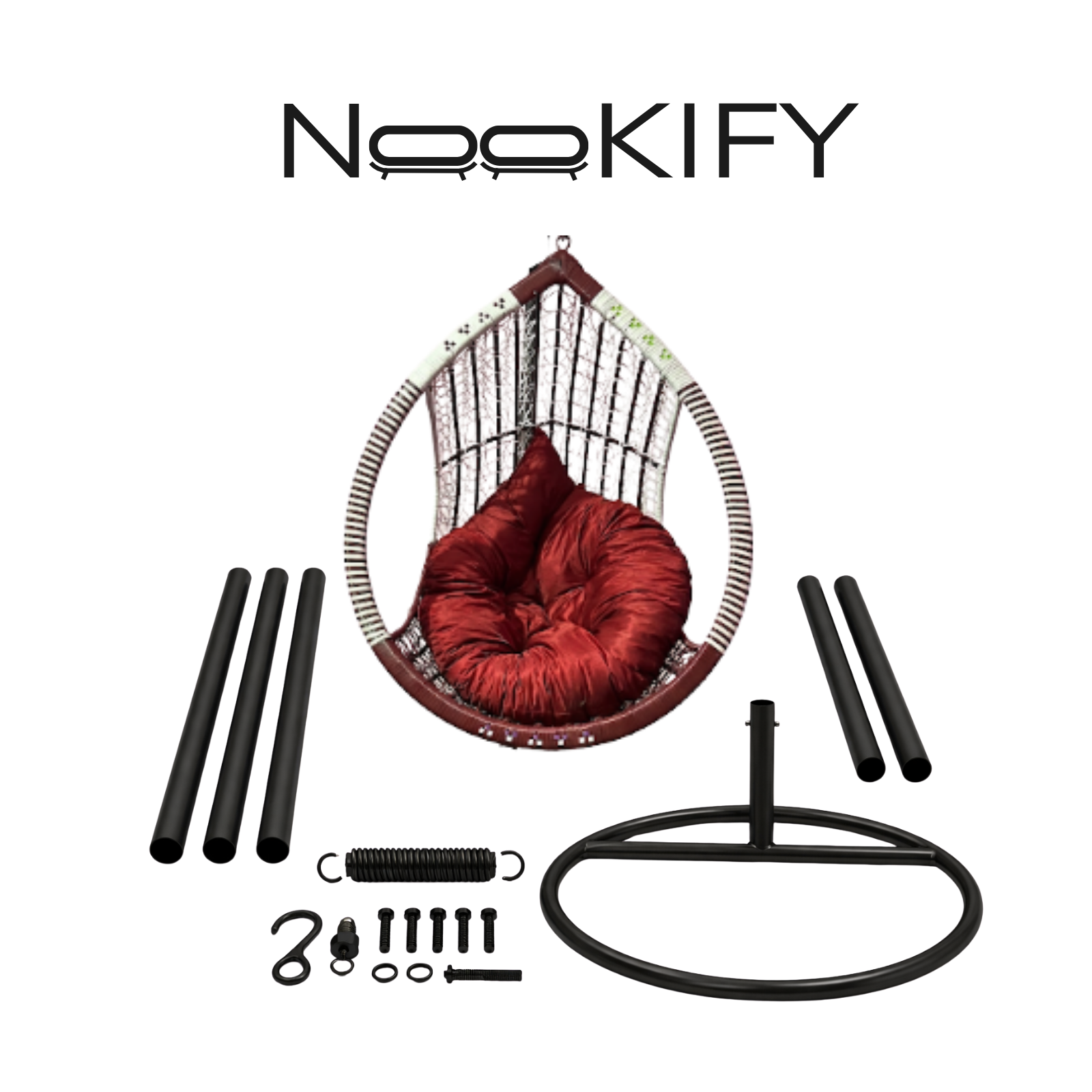 Iron Frame Egg -Shaped Swing Chair With Stand