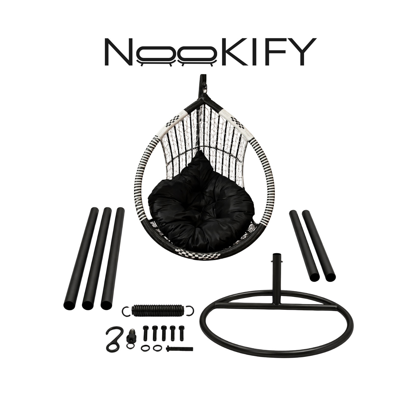Iron Frame Egg -Shaped Swing Chair With Stand