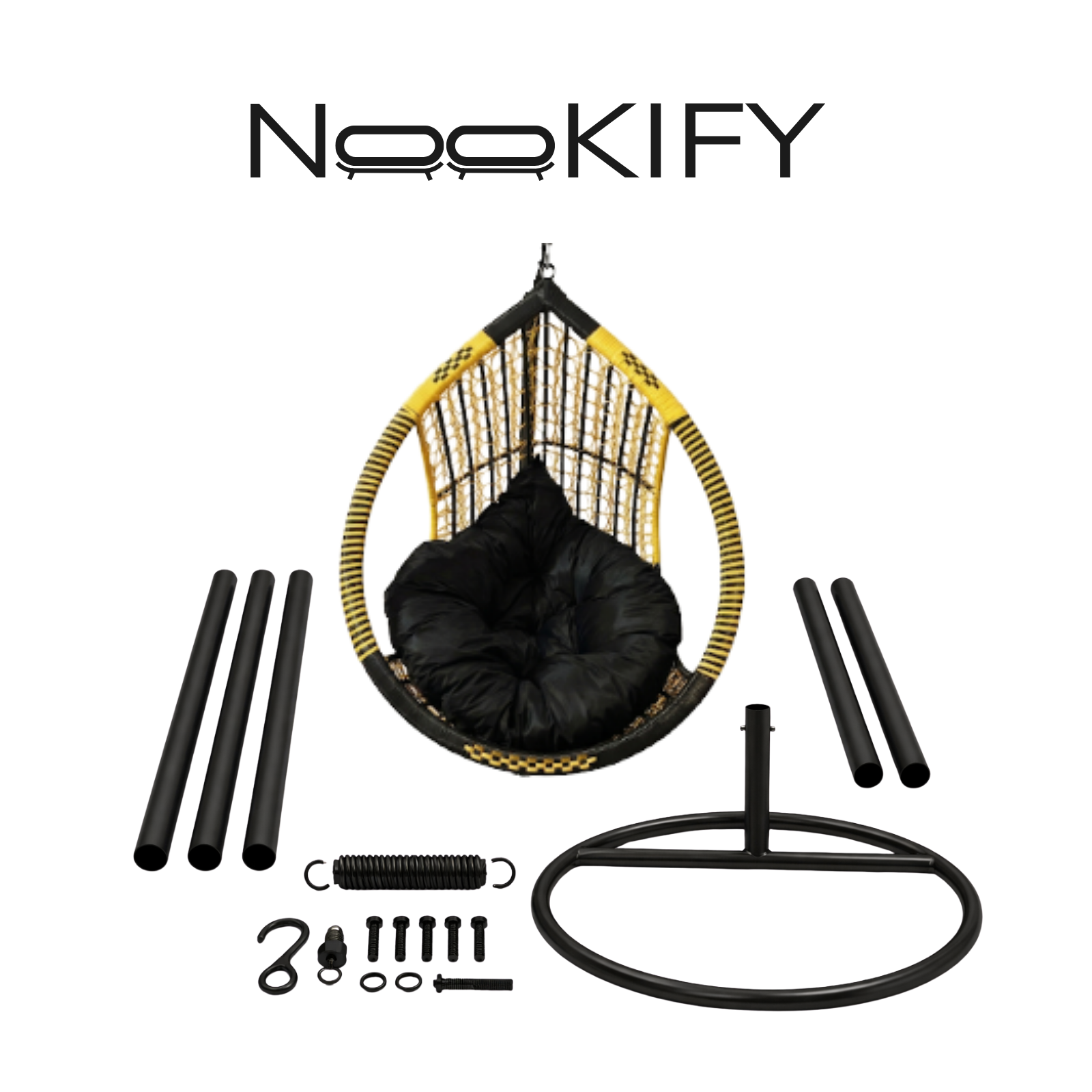 Iron Frame Egg -Shaped Swing Chair With Stand