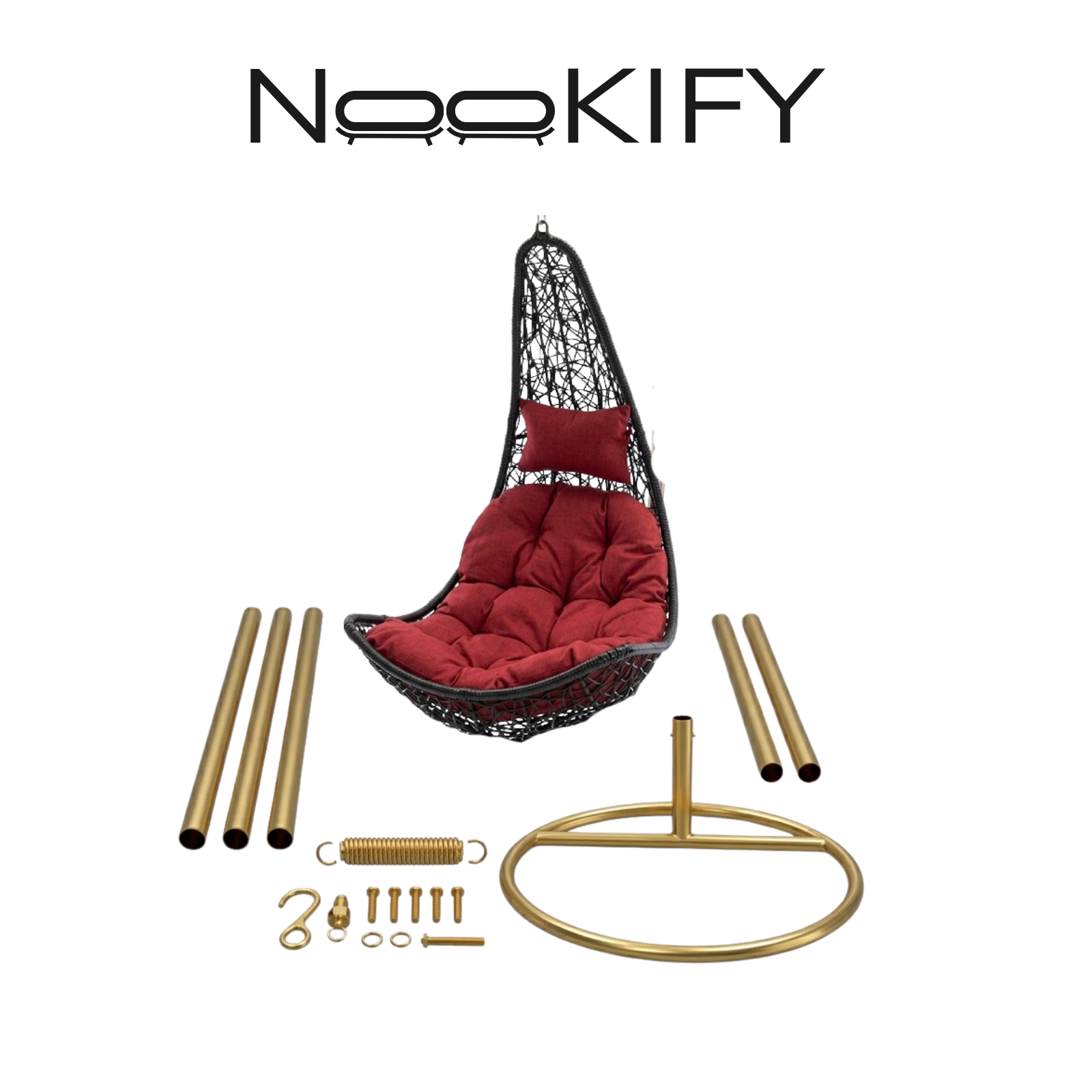 Iron Frame L-Shaped Swing Chair With Stand