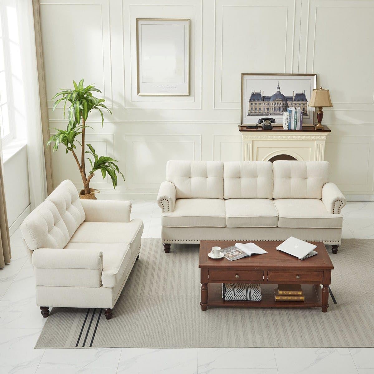 Nookify Fabric Sofa Set Solid Wood Frame with Cotton Velvet 32 Density Foam 5 Seater Sofa Set