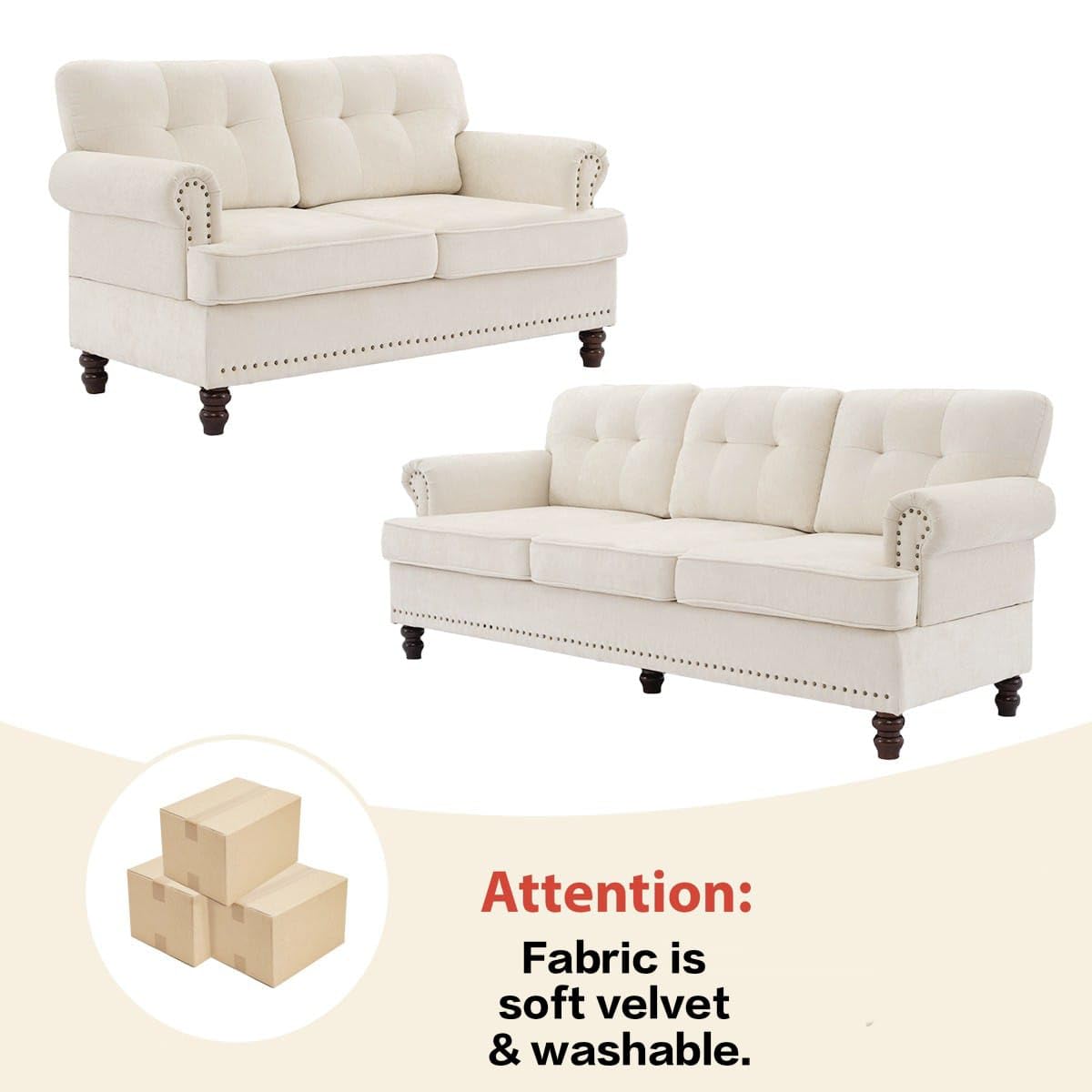 Nookify Fabric Sofa Set Solid Wood Frame with Cotton Velvet 32 Density Foam 5 Seater Sofa Set